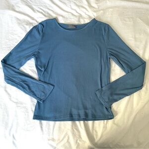 Olivia Rae New York Blue Ribbed Long Sleeve Top